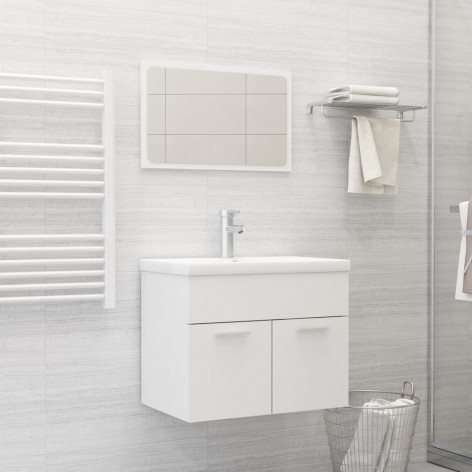 VidaXL Armadio da bagno bianco 60x33x61 cm in legno multistrato Set di  mobili per bagno 